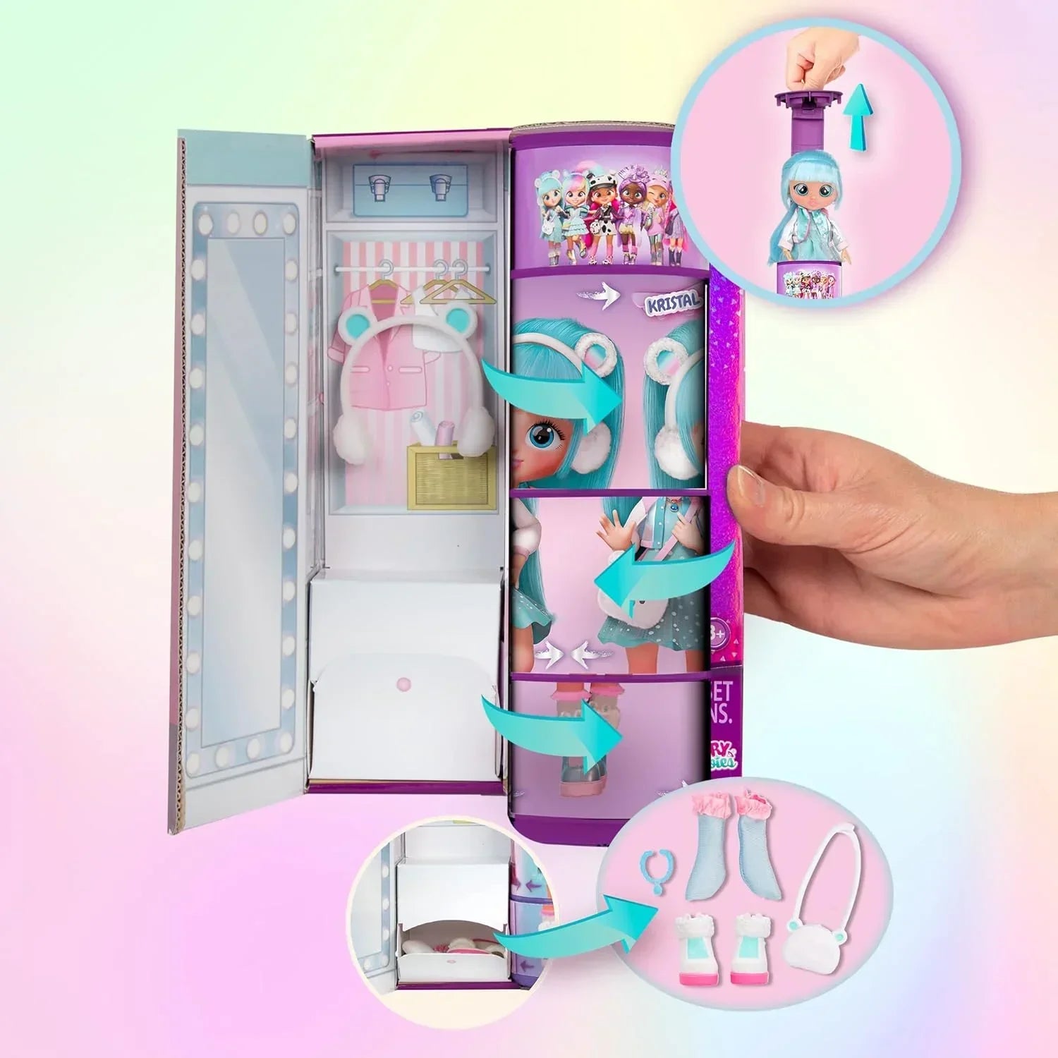 Cry Babies BFF Kristal Fashion Doll with 9+ Surprises Including Outfit and Accessories for Fashion Toy, Girls and Boys Ages 4 and Up, 7.8 Inch Doll - Jaiman Toys
