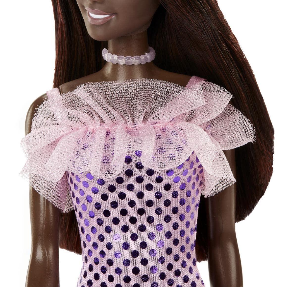 Barbie® Doll, Kids Toys, Dark Brown Hair, Pink Metallic Dress, Trendy Clothes and Accessories, Gifts for Kids - Jaiman Toys