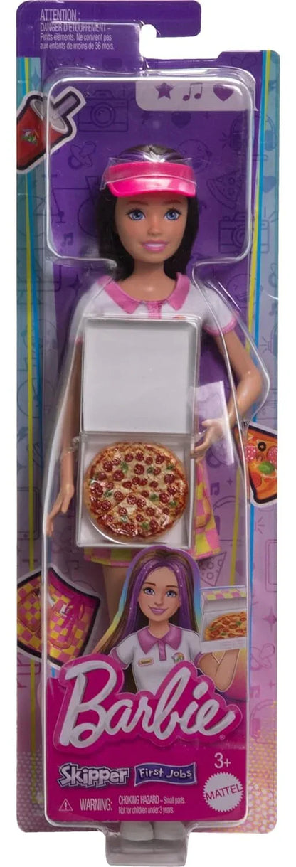 Barbie Skipper Doll with Accessories, Pizzeria Waitress Doll with Pizza & Takeout Box, Brown Eyes & Blue Eyes Doll - Jaiman Toys