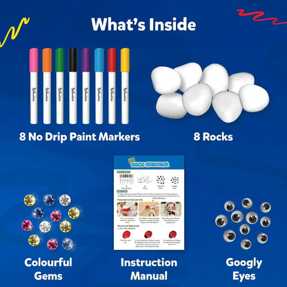 Skillmatics Rock Painting Kit - Mess-Free Art & Craft Activity For Girls & Boys, Craft Kits & Supplies, Diy Creative Activity, Gifts For Kids Ages 4, 5, 6, 7, 8, 9, 10, 11, 12, Multicolor - Jaiman Toys