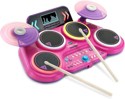 VTech KidiStar Drum Pad, Pink | Kids Electronic Drum Set with Bluetooth, Light-Up Drum Pads, Rhythm Games, Recording Function & Built-in Music Tracks | Interactive Musical Toy