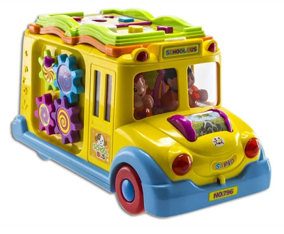 Intellectual School Bus Activity Toy Vehicle with Music, Sounds, and Lights (Multicolour) (Bus) - Jaiman Toys