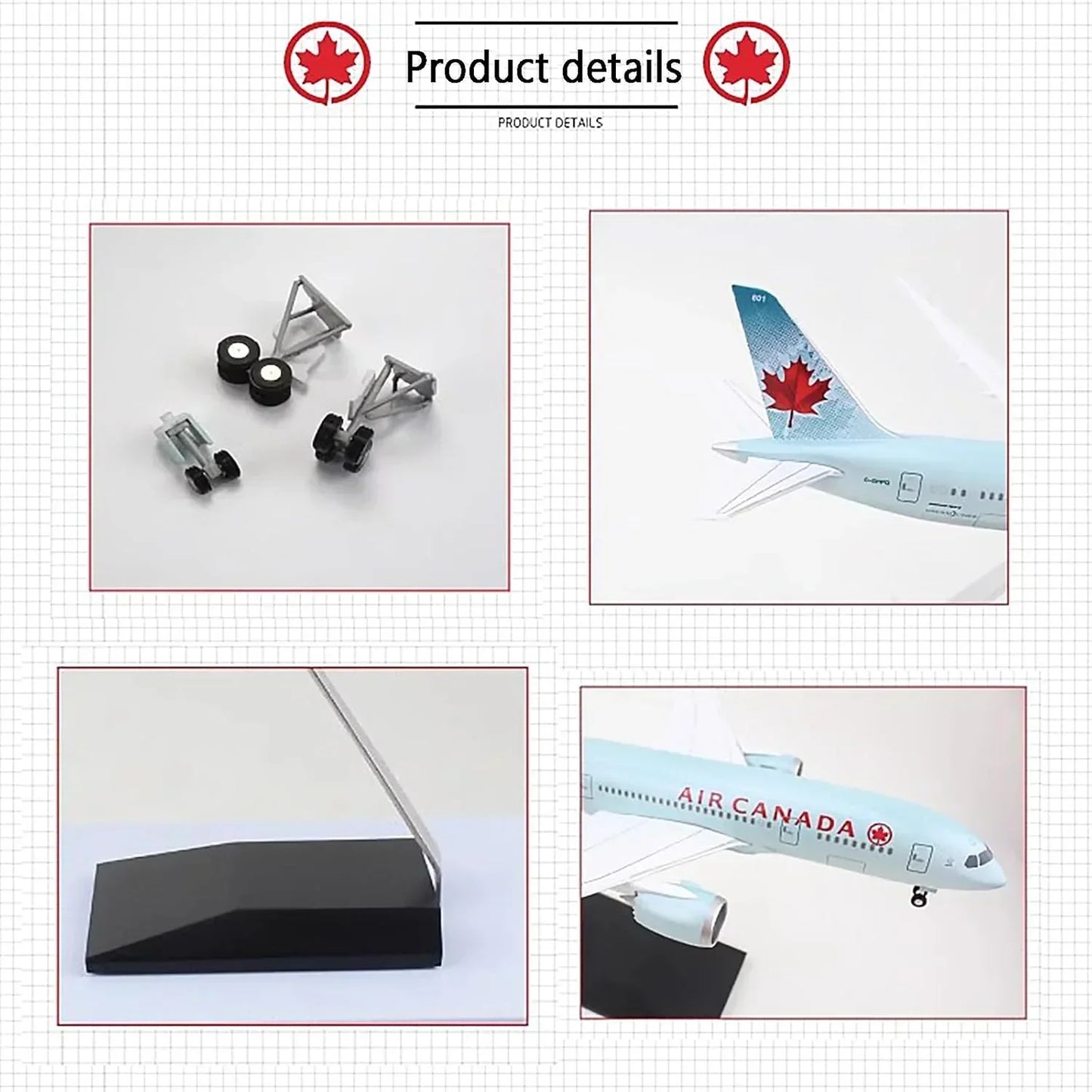 Canada Airlines Boeing 787-B Aircraft LED Light - Airplane 1/130 Plane Model Replica Toy Decor - 46 cm - Jaiman Toys