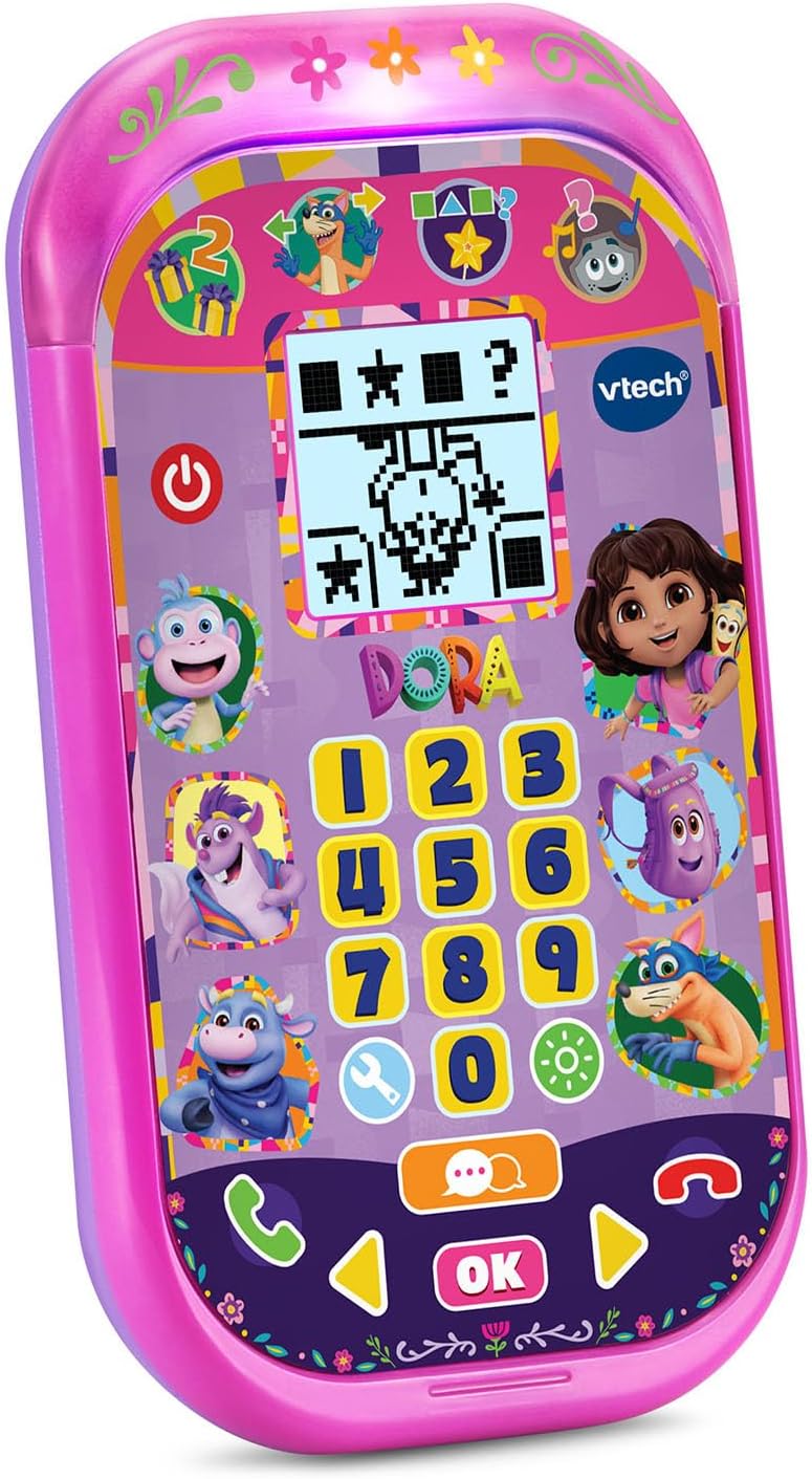 VTech Dora Adventure Calls Learning Phone | Interactive Bilingual Educational Toy Phone with 4 Learning Games, Voice-Activated Play, English & Spanish for Kids