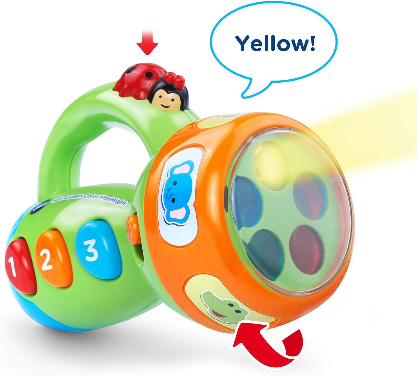 VTech Spin and Learn Color Flashlight, Lime Green | Interactive Educational Flashlight Toy with Colors, Numbers, Animals, Songs & Light-Up Learning for Toddlers