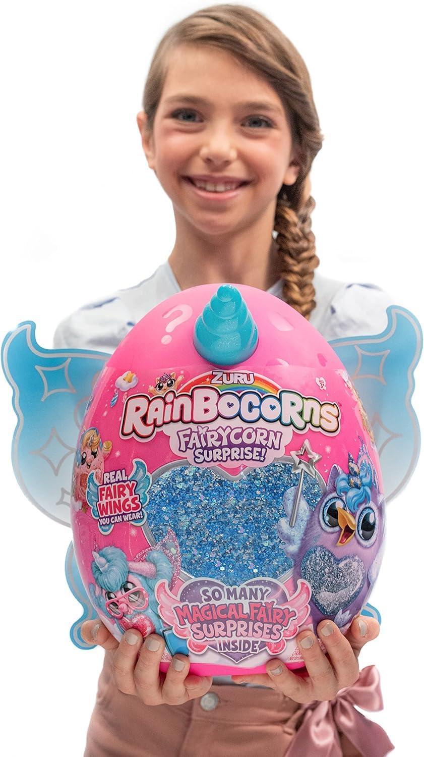 Rainbo'corns Fairy'corn Surprise Series - Collectable Plush Toy - Ultimate Surprise Egg, Portable Fairy Wings - Blue - Jaiman Toys