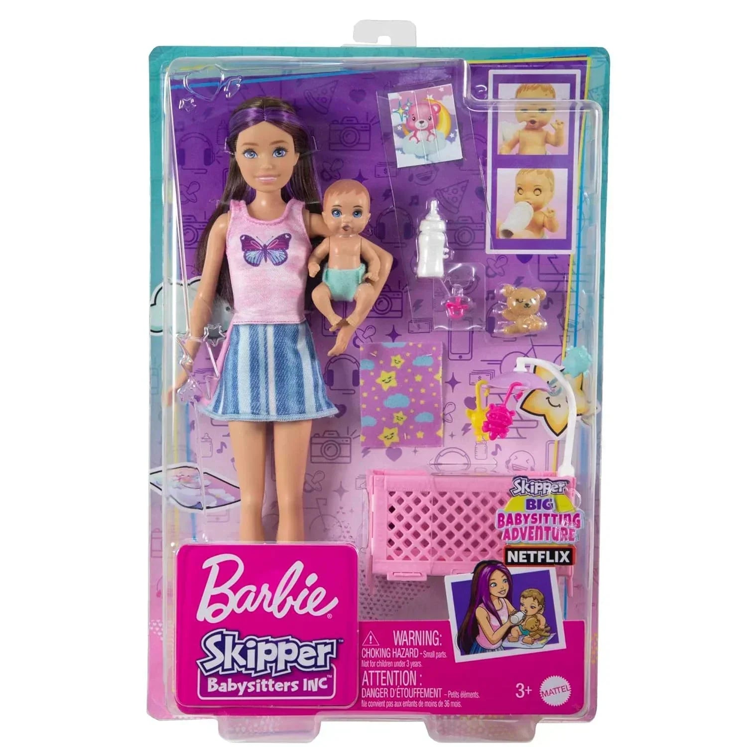 Barbie Doll and Accessories, Crib Playset with Skipper Doll, Baby Doll with Sleepy Eyes, Furniture and Themed Accessories, Babysitters Inc. - Jaiman Toys
