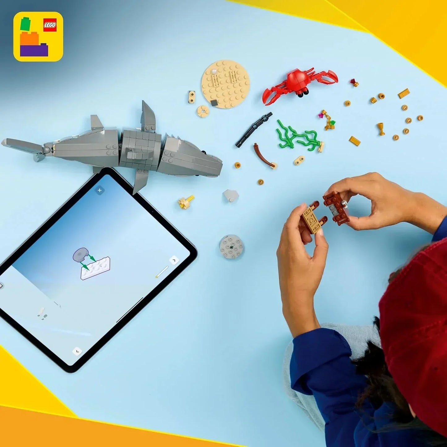 LEGO Creator 31381 3in1 Fierce Shark with a Treasure Chest Toy - Sea Animal Figure Transforms into an Anglerfish or Manta Ray - Room Decor Idea - Gift for 8+ Year Old Boys & Girls
