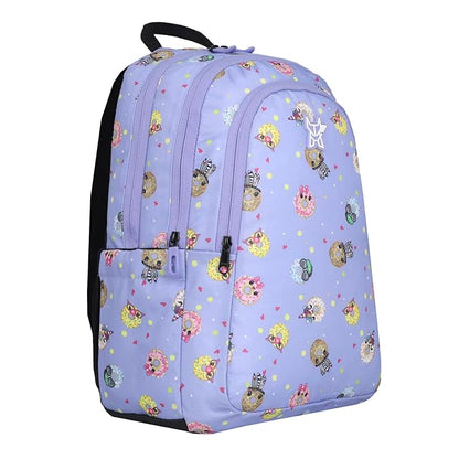 Arctic Fox 16 Inch Kids School Backpack – Purple Donut Print Multi-Compartment Backpack for School & Travel