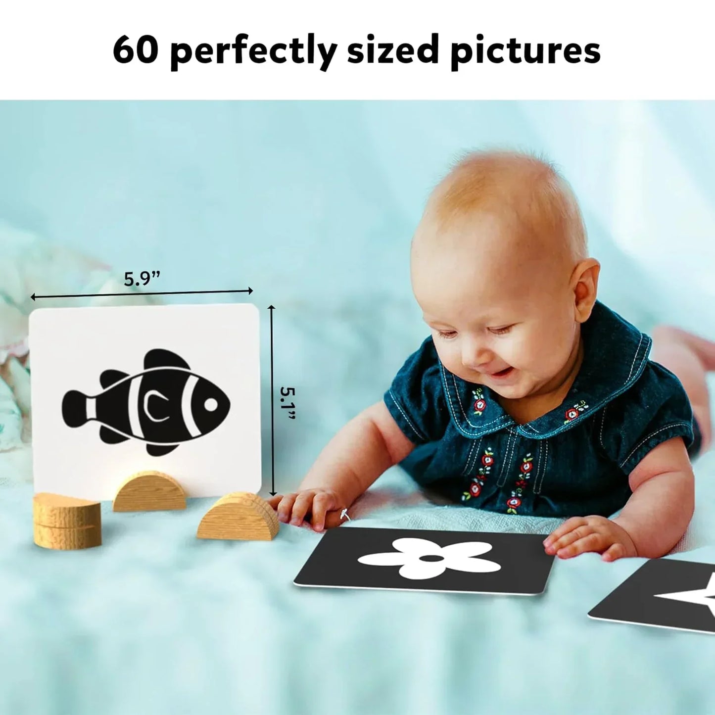 Skillmatics Large Flash Cards for Babies & Infants - High Contrast, Newborn Visual Stimulation & Sensory Development for 0 to 12 Months, 60 Pictures, Gifts, Travel Friendly - Jaiman Toys