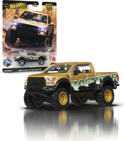 Hot Wheels Premium HW Off Road 2017 Ford F-150 Raptor 1:64 Diecast Car – Real Riders | Metal Body | Car Culture Series (Brown)