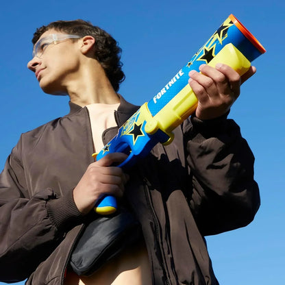 Nerf Fortnite Half Tone Hero Blaster, Bonus Code to Unlock Half Tone Hero Wrap in The Game, Break Open Loading, 12 Nerf Elite Darts - Jaiman Toys
