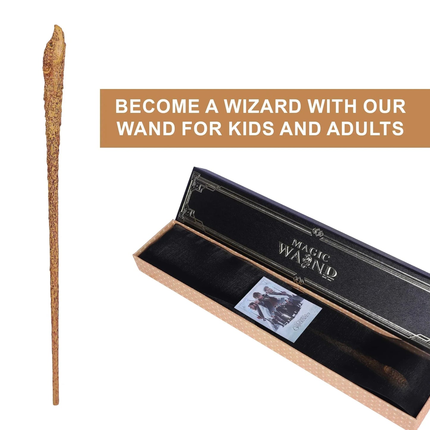 Classic Handcrafted Harry Potter Wand - 35 CM Wizard Stick Collectible & Cosplay Accessory: Hufflepuff Mascot's Wand (No LED) - Jaiman Toys