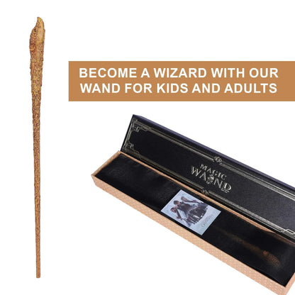 Classic Handcrafted Harry Potter Wand - 35 CM Wizard Stick Collectible & Cosplay Accessory: Hufflepuff Mascot's Wand (No LED) - Jaiman Toys