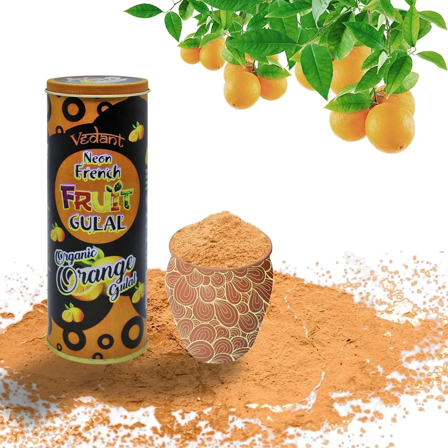 Vedant Neon French Organic Fruit Gulal for Holi – Safe & Skin-Friendly Natural Colors with Fruity Fragrance for Kids & Adults - Jaiman Toys
