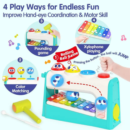 "HOLA Xylophone &amp; Pounding Toy Set: Interactive Musical Fun with Balls &amp; Hammer – Perfect 1st Birthday Gift for Boys &amp; Girls Aged 12 Months+" - Jaiman Toys
