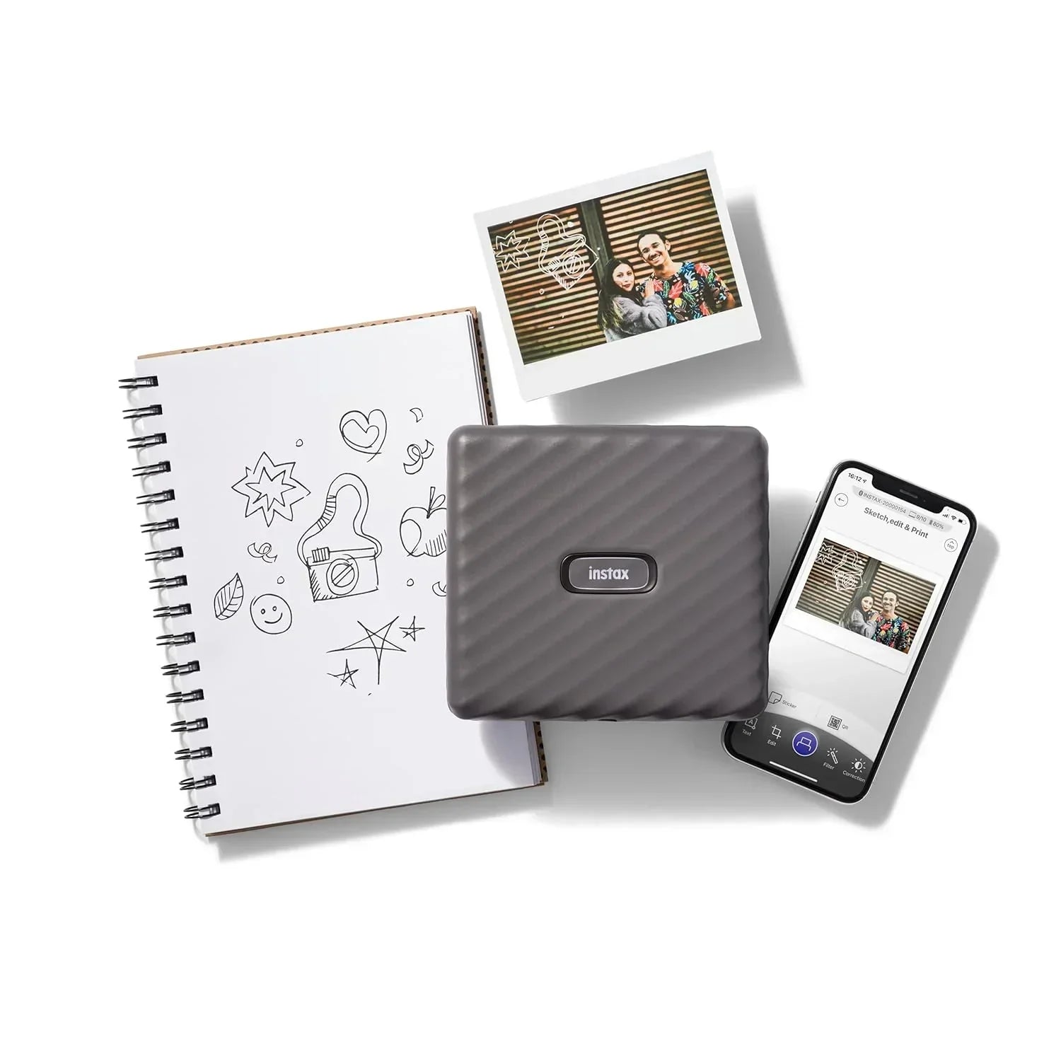 Fujifilm Instax Wide Link Smartphone Instant Photo Printer - Grey - Jaiman Toys
