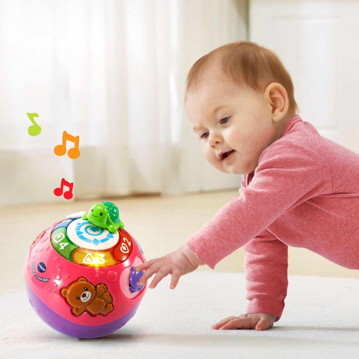 VTech Wiggle and Crawl Ball, Purple | Interactive Moving Ball with Lights, Sounds, Music & Learning Activities for Babies and Toddlers