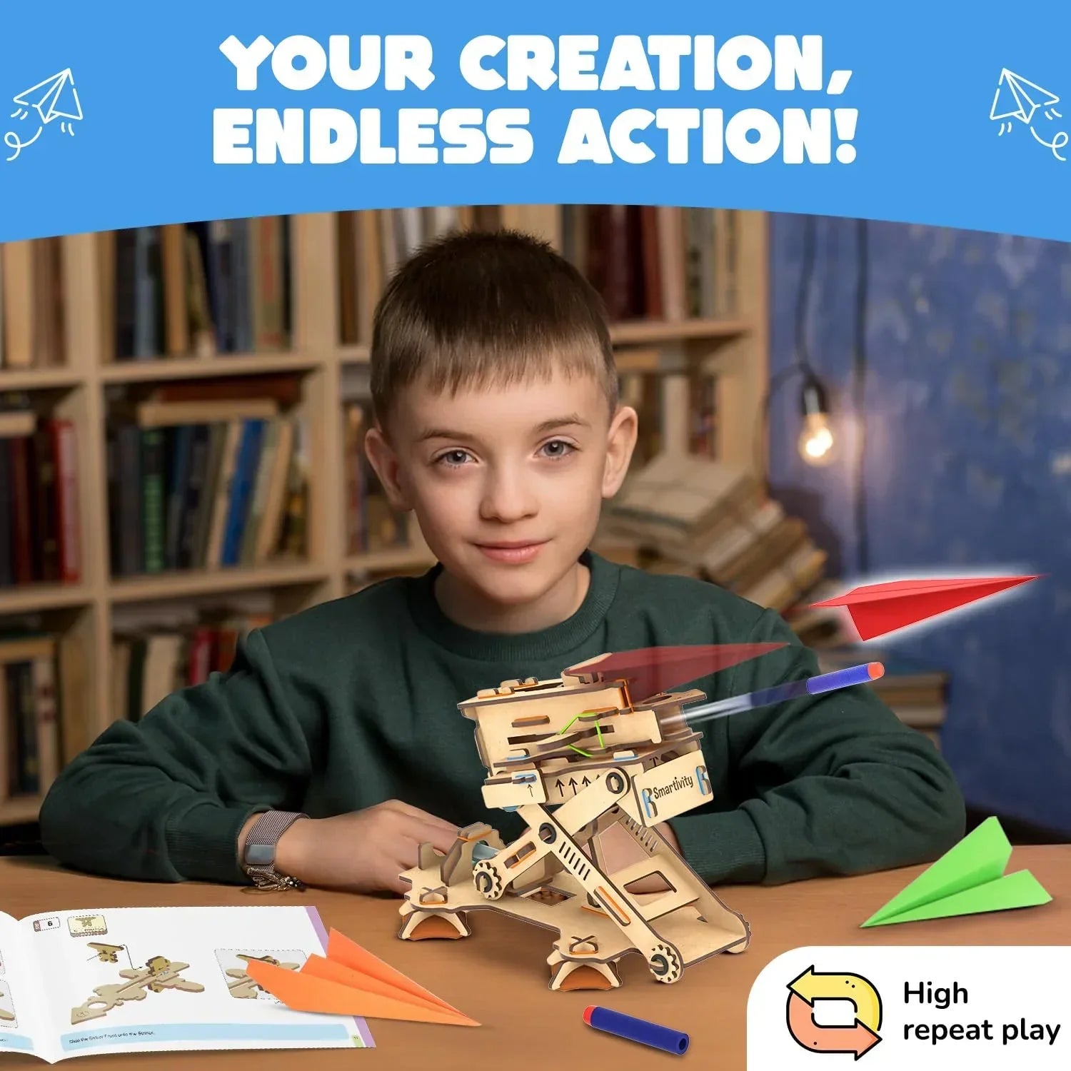 Smartivity 2in1 Hydraulic Aeroplane & Dart Launcher Toy – DIY Science Kit for Kids 6-14 - Jaiman Toys