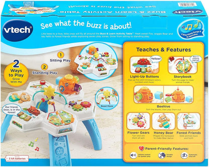 VTech Buzz and Learn Activity Table | Interactive Learning Activity Center with Lights, Sounds & Music | Blue
