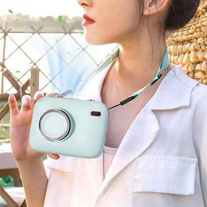 Mini Haletr Fan - Portable Hands-Free Personal Fan USB Rechargeable Camera Shape Fan (Blue) - Jaiman Toys