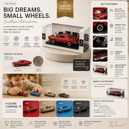 DC JAMS Limited Edition Diecast Car 1:64 Scale | Full Metal Body Muscle Car Replica