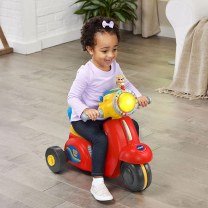 VTech 2-in-1 Map and Go Scooter for Toddlers | Interactive Ride-On & Push Scooter with Lights, Music, Learning Activities & Pretend Navigation | Red
