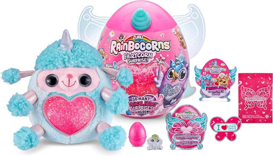Rainbo'corns Fairy'corn Surprise Series - Collectable Plush Toy - Ultimate Surprise Egg, Portable Fairy Wings - Blue - Jaiman Toys