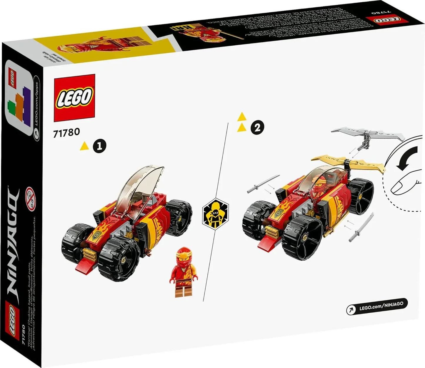 LEGO NINJAGO 71780 Kai’s Ninja Race Car EVO 2in1 Racing Car Toy to Off-Road Vehicle, Model Building Set for Kids, Boys and Girls Aged 6 Plus, Birthday Gift Idea