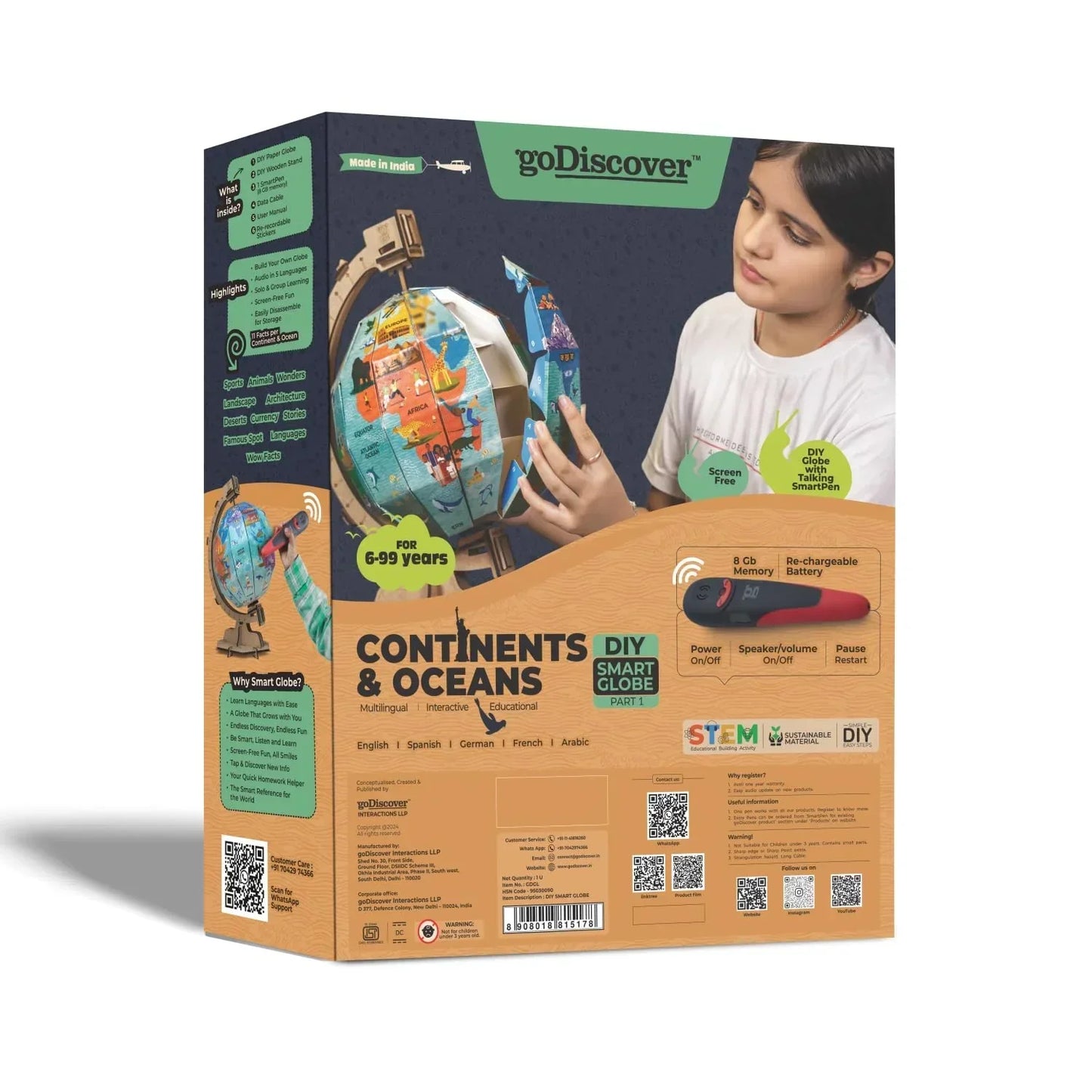 goDiscover Interactive Talking Globe with Smart Pen | Multilingual Geography Learning Toy for Kids