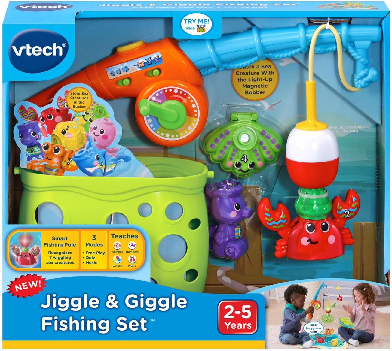VTech Jiggle and Giggle Fishing Set | Interactive Toddler Fishing Toy with Electronic Fishing Rod, Sea Animals, Counting, Music & Learning Activities