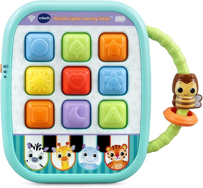 VTech Squishy Lights Learning Tablet | Interactive Light-Up Educational Toy with Music, Shapes, Colors & Sensory Buttons for Babies