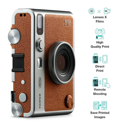 Fujifilm Instax Mini Evo Hybrid Camera Premium Edition with 20 Shots of Instax Mini Black Film and 100 Different Expressions-(Brown) - Jaiman Toys