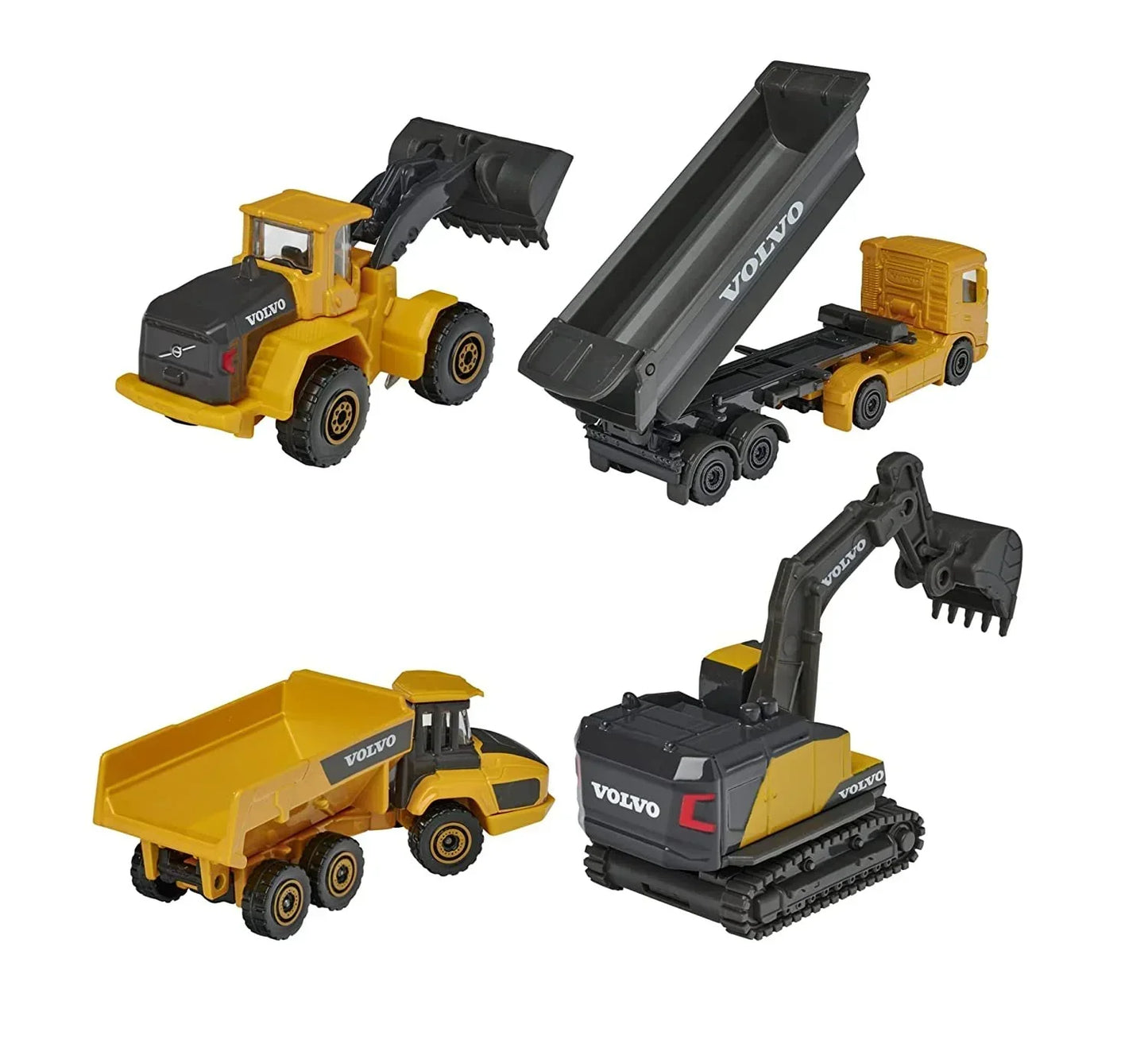 Majorette Volvo Construction Vehicles– Excavator, Wheel Loader, Dump Truck, Articulated Hauler - Jaiman Toys