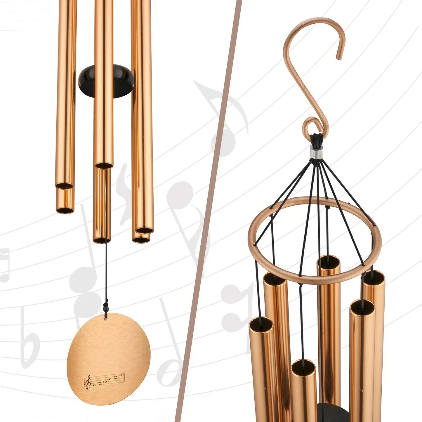KallaG Wind Chimes 42 Inch Rose Gold – Premium Outdoor Tuned Aluminum Wind Chime for Garden & Balcony Decor