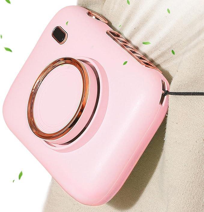 Mini Haletr Fan - Portable Hands-Free Personal Fan USB Rechargeable Camera Shape Fan (Pink) - Jaiman Toys
