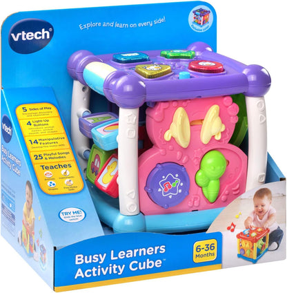 VTech Busy Learners Activity Cube | Interactive Learning Cube with Lights, Sounds, Music & Educational Activities | Purple
