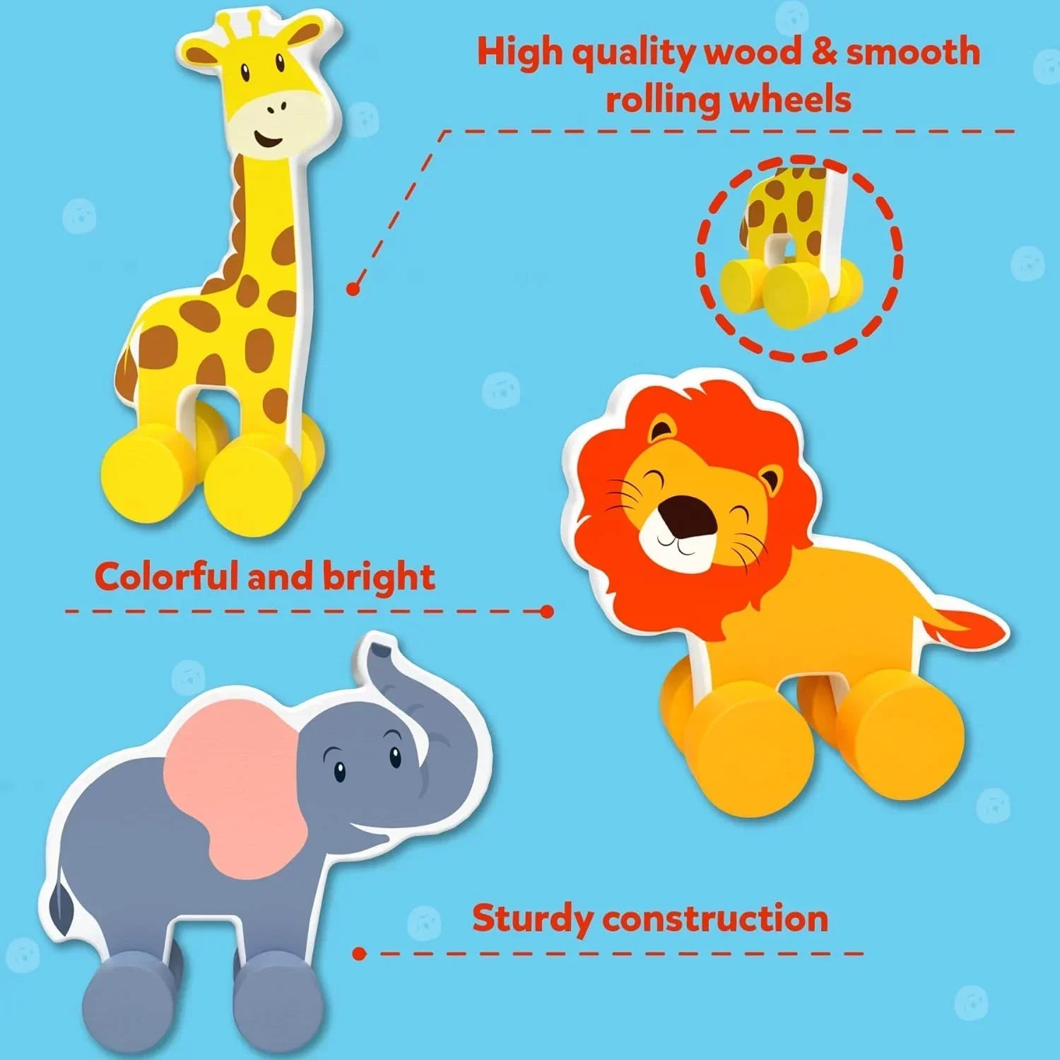 Skillmatics Wooden Animal Toys on Wheels, Imaginative Play for Toddlers, Educational Gifts for Infants 9 Months to 3 Years - Jaiman Toys