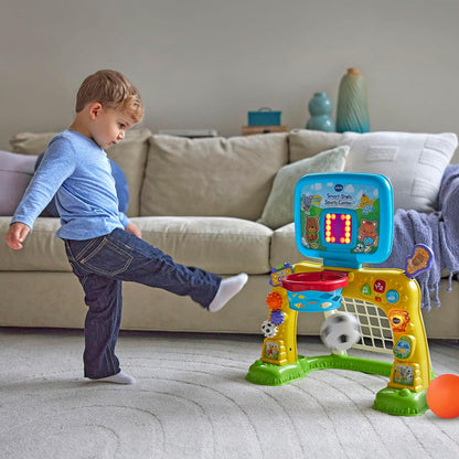 VTech Smart Shots Sports Center Interactive Basketball & Soccer Goal Set | Lights, Sounds & Learning Sports Toy for Toddlers