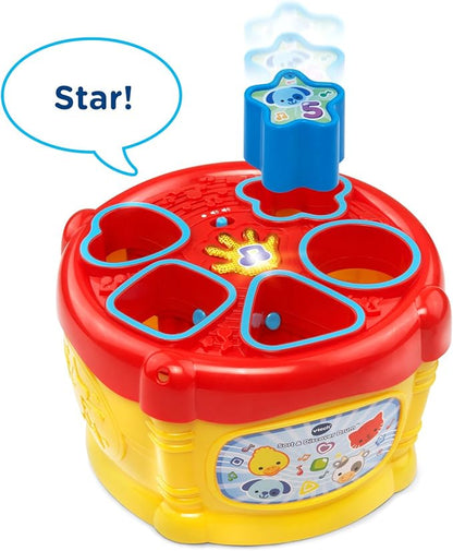 VTech Sort and Discover Drum, Yellow | Interactive Shape Sorter Learning Drum with Lights, Music & Educational Play