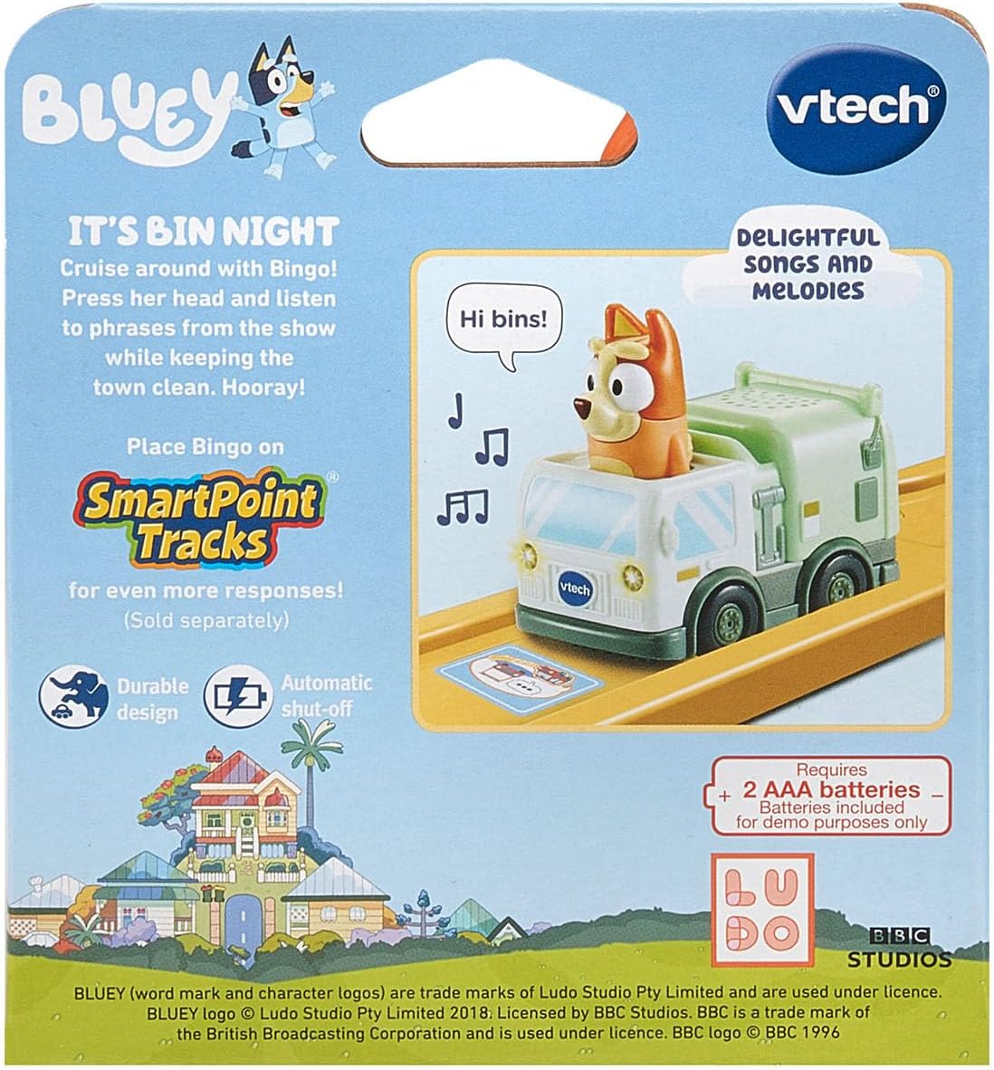 VTech Bluey Bingo Garbage Truck | Interactive Push-Along Vehicle Toy with Bingo Figure, Sounds, Phrases & Pretend Play for Toddlers