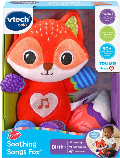 VTech Soothing Songs Fox, Red | Interactive Musical Plush Fox with Lights, Songs & Sensory Play for Babies