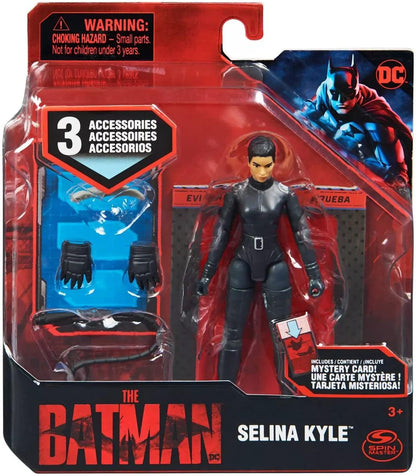 (Creased Pack) Spin Master DC The Batman Selina Kyle (Catwoman) 4-Inch Action Figure with 3 Accessories & Mystery Card