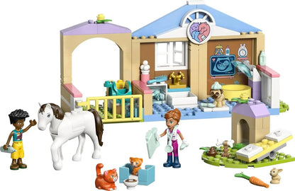 LEGO Friends 42696 Animal Vet Clinic - Educational Toy w/a Horse Stable, 2 Mini Dolls, Pet Dog, Bunny & Cat Figures Plus Accessories - Birthday Gift for 4+ Year Old Girls