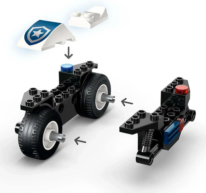 LEGO City 60455 Police Motorcycle Chase Set with a Motorbike Toy, 2 Minifigures, Mini-Cash Machine & a Skateboard - Birthday Gift for 4+ Year Old Boys & Girls