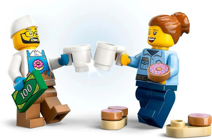 LEGO City- 60452 Doughnut Truck Toy with 2 Minifigures - Creative Building Toys for 5+ Year Old Boys & Girls - Mobile Food Stand with Accessories - Fun Gift Ideas for Birthdays & Holidays