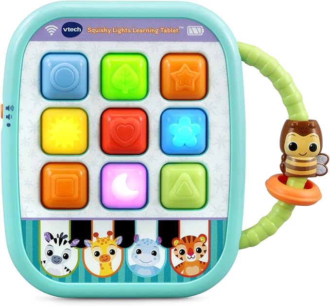 VTech Squishy Lights Learning Tablet | Interactive Light-Up Educational Toy with Music, Shapes, Colors & Sensory Buttons for Babies