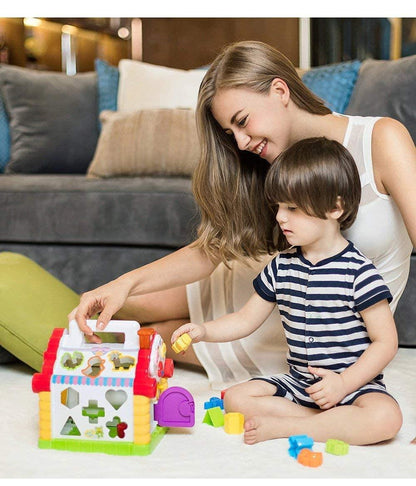 HOLA House Party Educational Toys, Baby House with Shape Sorters, Musical Piano Keys, Counting Math Beads ,Blocks Activity Cube ,Play Cube for Kids - 739 - Jaiman Toys