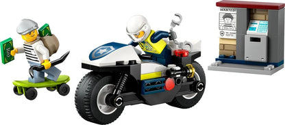 LEGO City 60455 Police Motorcycle Chase Set with a Motorbike Toy, 2 Minifigures, Mini-Cash Machine & a Skateboard - Birthday Gift for 4+ Year Old Boys & Girls
