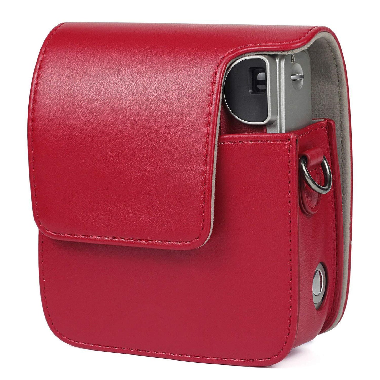 Vintage Charm – Classic PU Leather Case with Strap for Instax Mini 90 Neo Classic - Red - Jaiman Toys